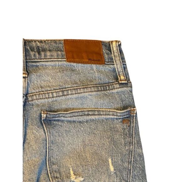 Madewell euc distressed denim jeans size 26 patched frayed inseam straight leg - Picture 6 of 10